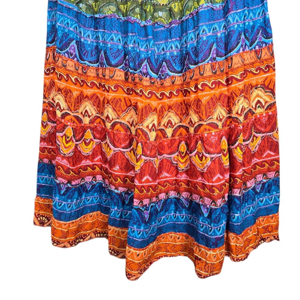Jane Ashley Skirt Womens Large Multicolor Boho Peasant Maxi Festival Tribal - Picture 3 of 8